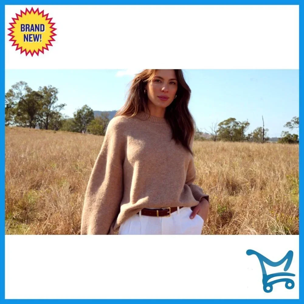 Chunky Knit Oversized Pullover Sweater Crew Neck Long Sleeve Fall Winter Fashion